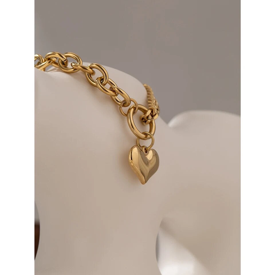 Amore Heart Multi-Chain Gold Bracelet