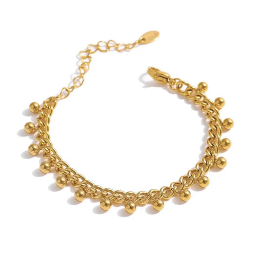 Dangling Dotted Chain Gold Bracelet