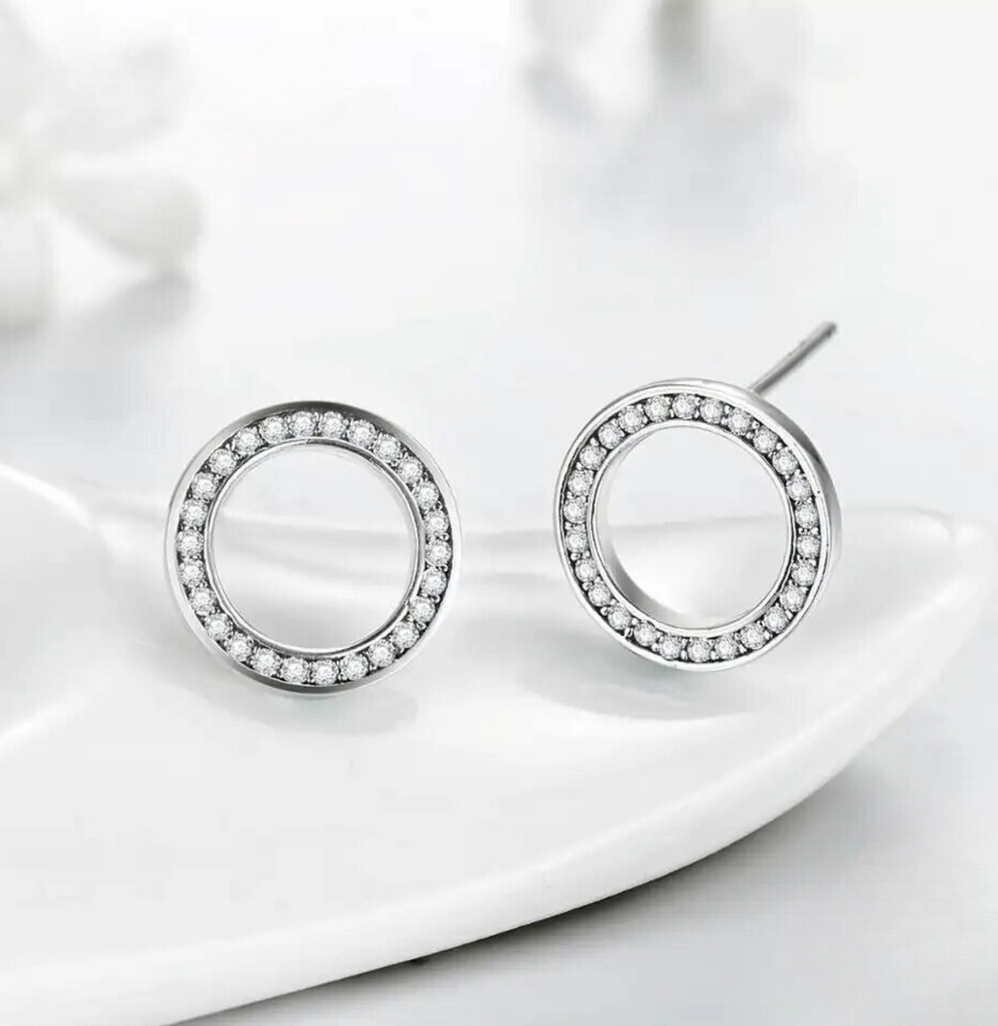 Open Circle Stud Earrings