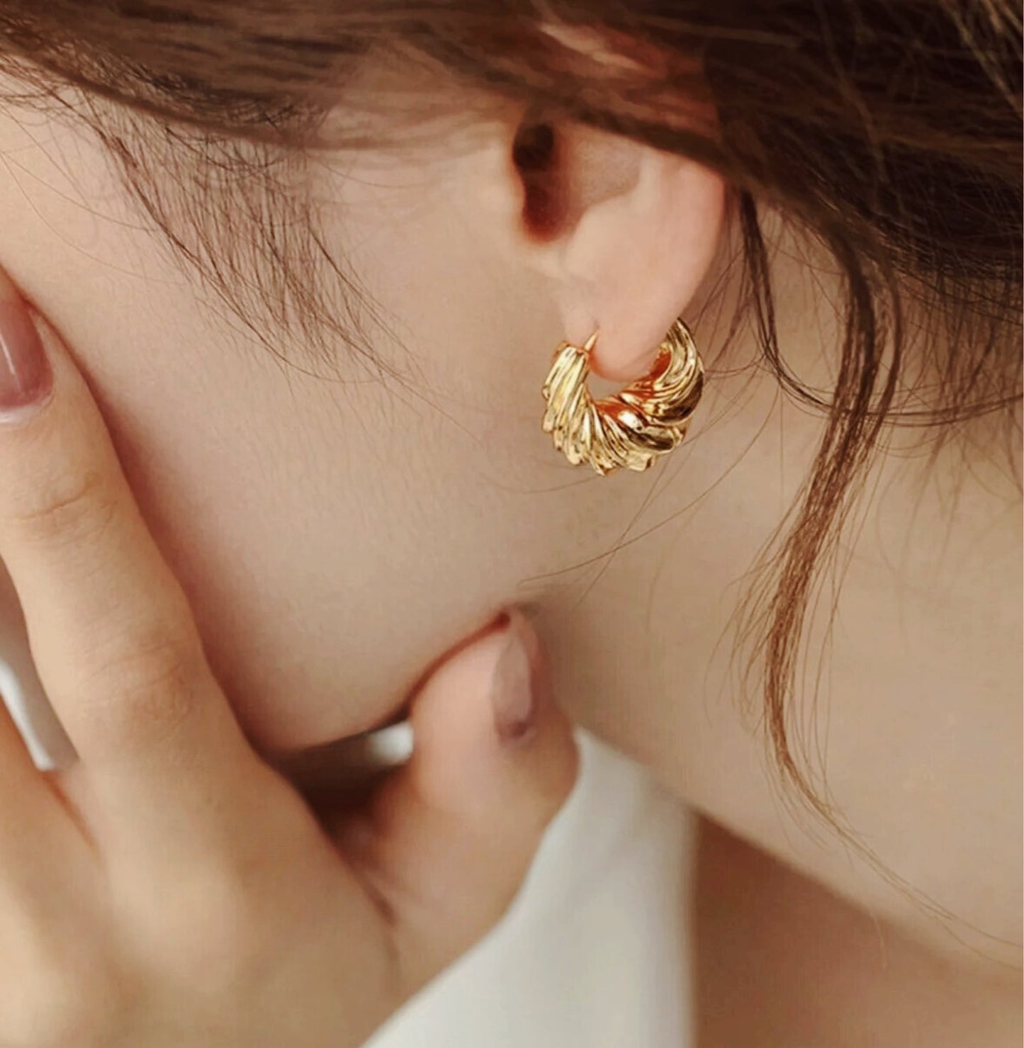 Twisted Chunky Gold Earrings