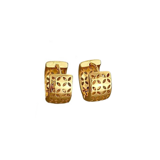 Petal Cut Out Hoop Gold Earrings