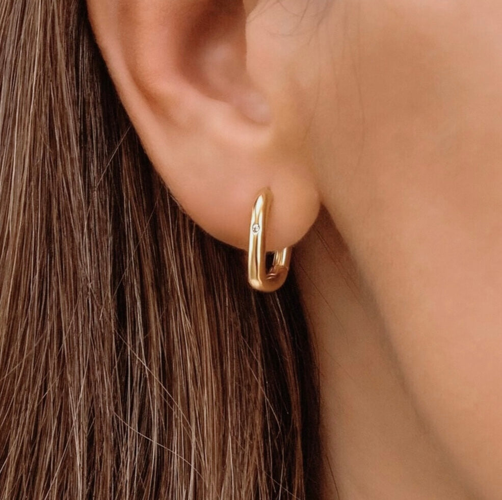 Rectangular Shiny Minimalist Hoop Earrings