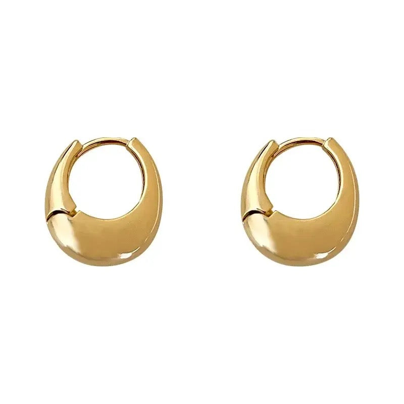 Smooth Medium Chunky Huggies Gold Earrings