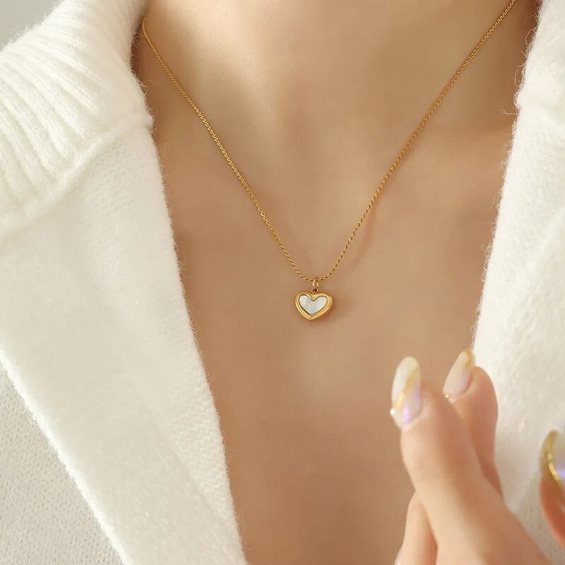 Gold Pearl Heart Jewellery Set