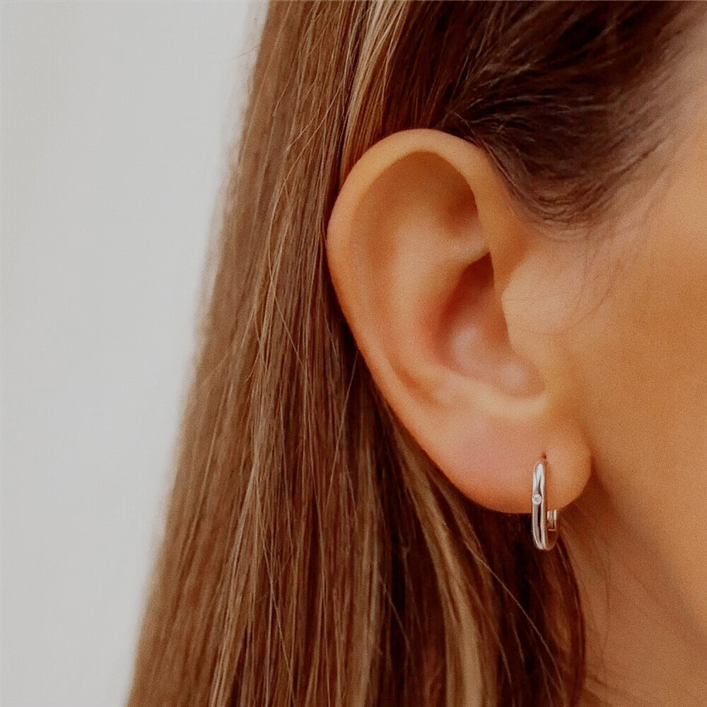 Rectangular Shiny Minimalist Hoop Earrings