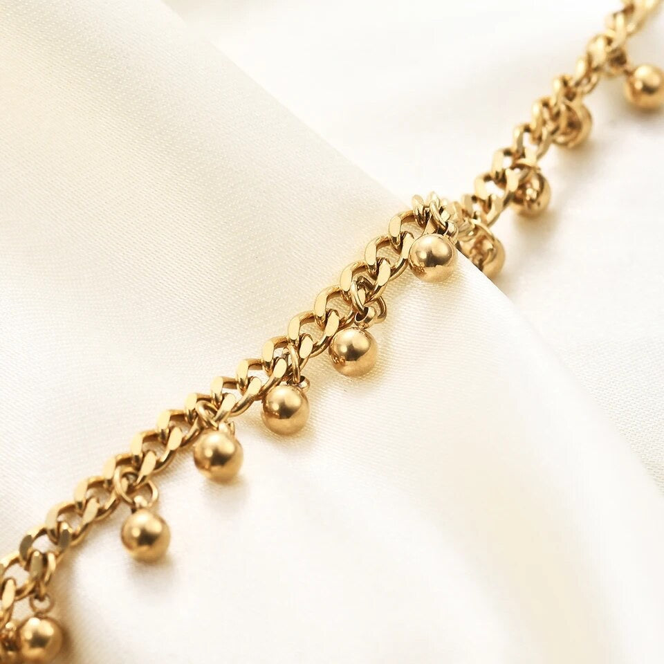 Dangling Dotted Chain Gold Bracelet