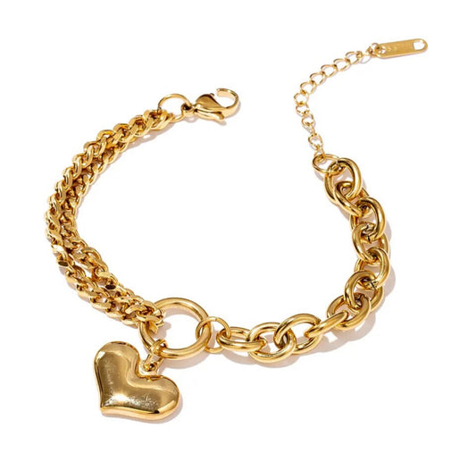 Amore Heart Multi-Chain Gold Bracelet