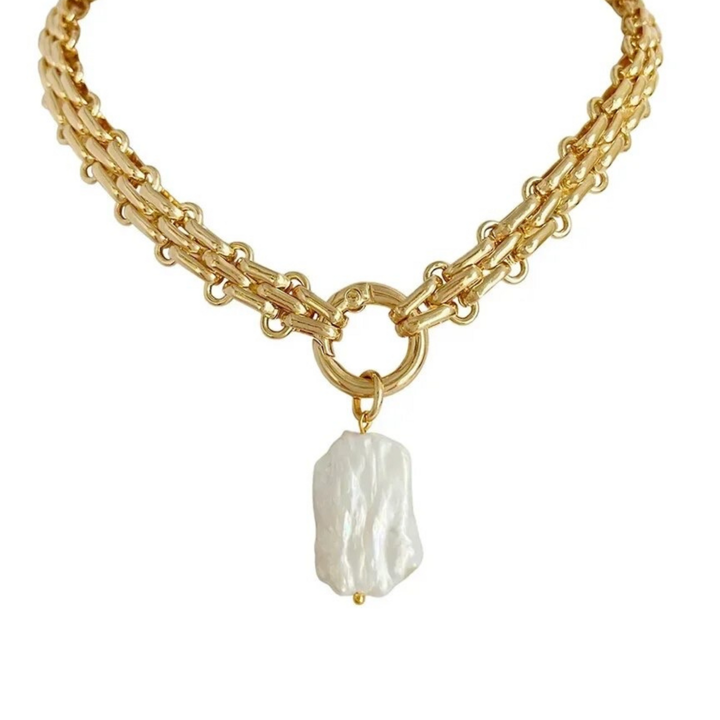 Pearl Drop Chunky Pendant Necklace