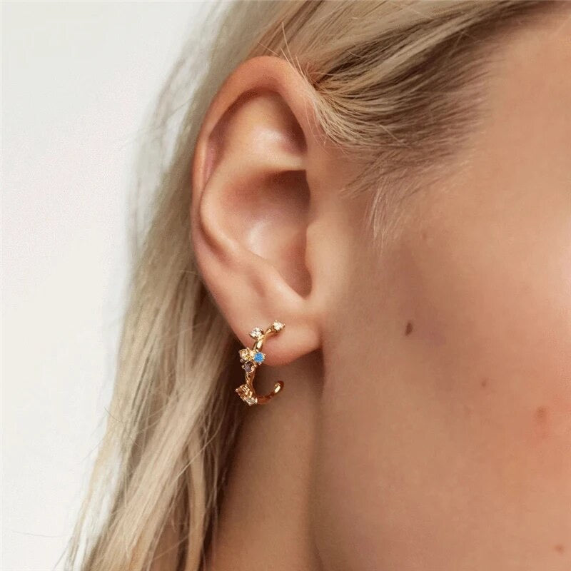 Multi-Stone Zirconia Orbit Hoop Earrings