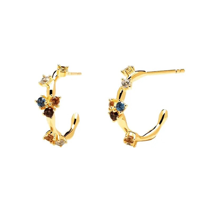 Multi-Stone Zirconia Orbit Hoop Earrings