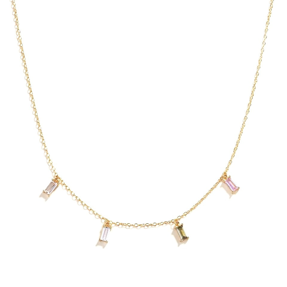 Quadripalette Square Zircon Gold Necklace