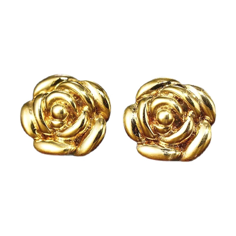 Victoria Rose Stud Solid 18ct Gold Earrings