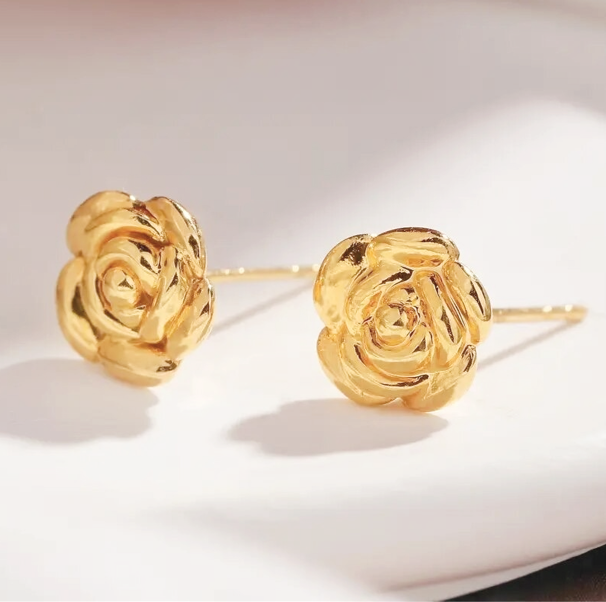 Victoria Rose Stud Solid 18ct Gold Earrings