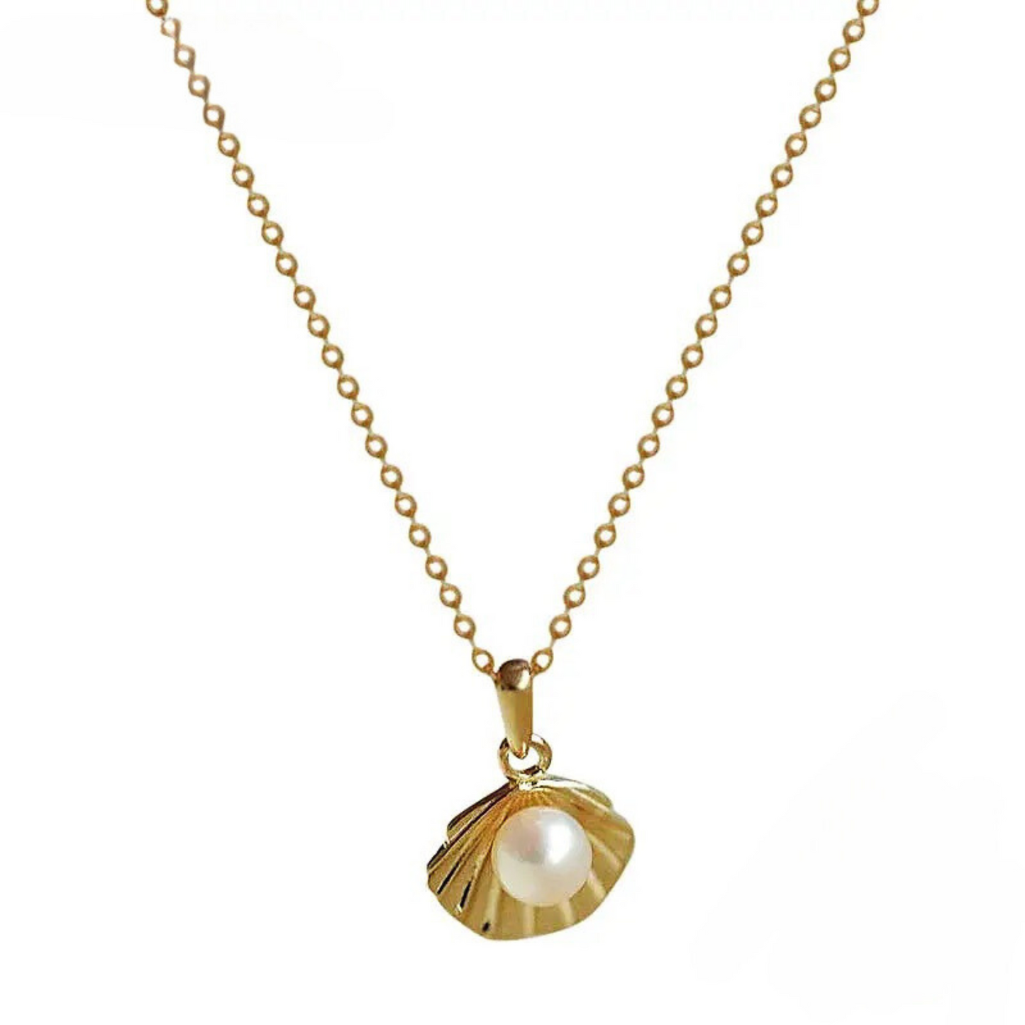 Sea Shell Freshwater Pearl Gold Necklace