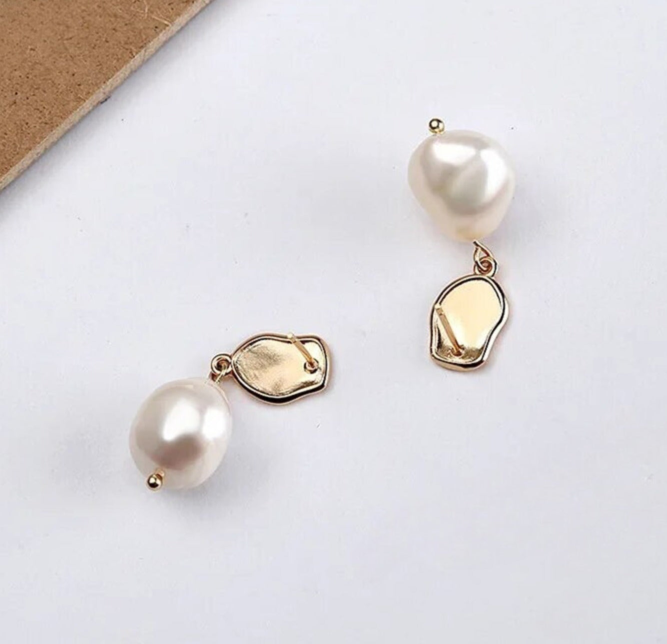 Baroque Pearl Drop Gold Earrings